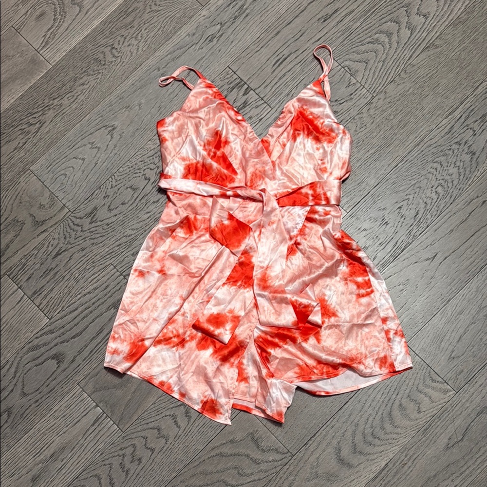 Red and Pink Tie-Dye Romper